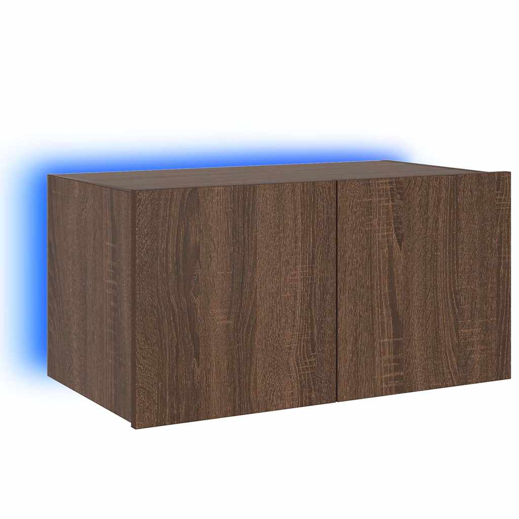 TV-Wandschrank mit LED-Leuchten Braun Eichen-Optik 60x35x31 cm