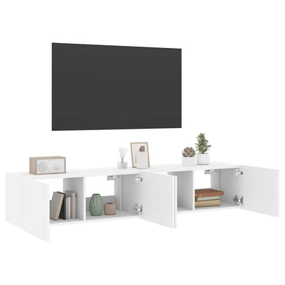 TV-Wandschränke mit LED-Leuchten 2 Stk. Weiß 80x35x31 cm