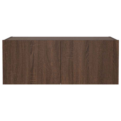 TV-Wandschrank mit LED-Leuchten Braun Eichen-Optik 80x35x31 cm