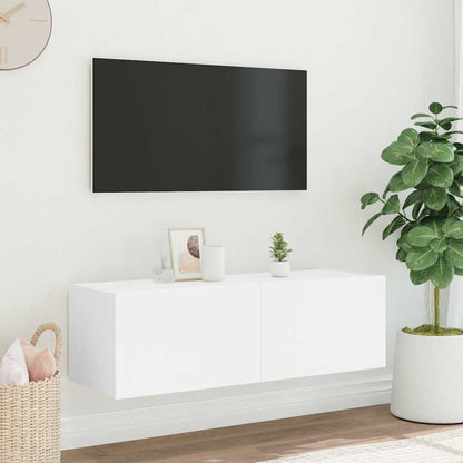 TV-Wandschrank mit LED-Leuchten Weiß 100x35x31 cm