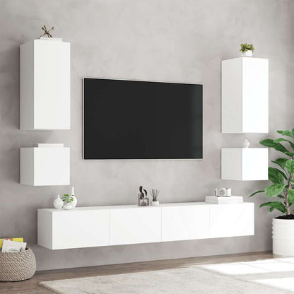 TV-Wandschrank mit LED-Leuchten Weiß 100x35x31 cm