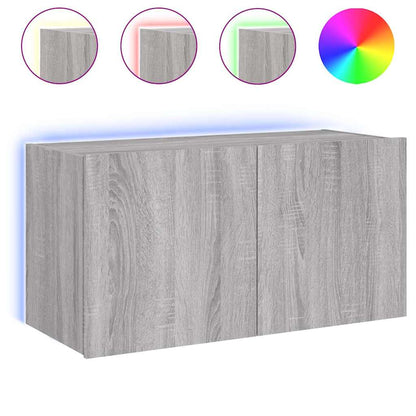 TV-Wandschrank mit LED-Leuchten Grau Sonoma 80x35x41 cm