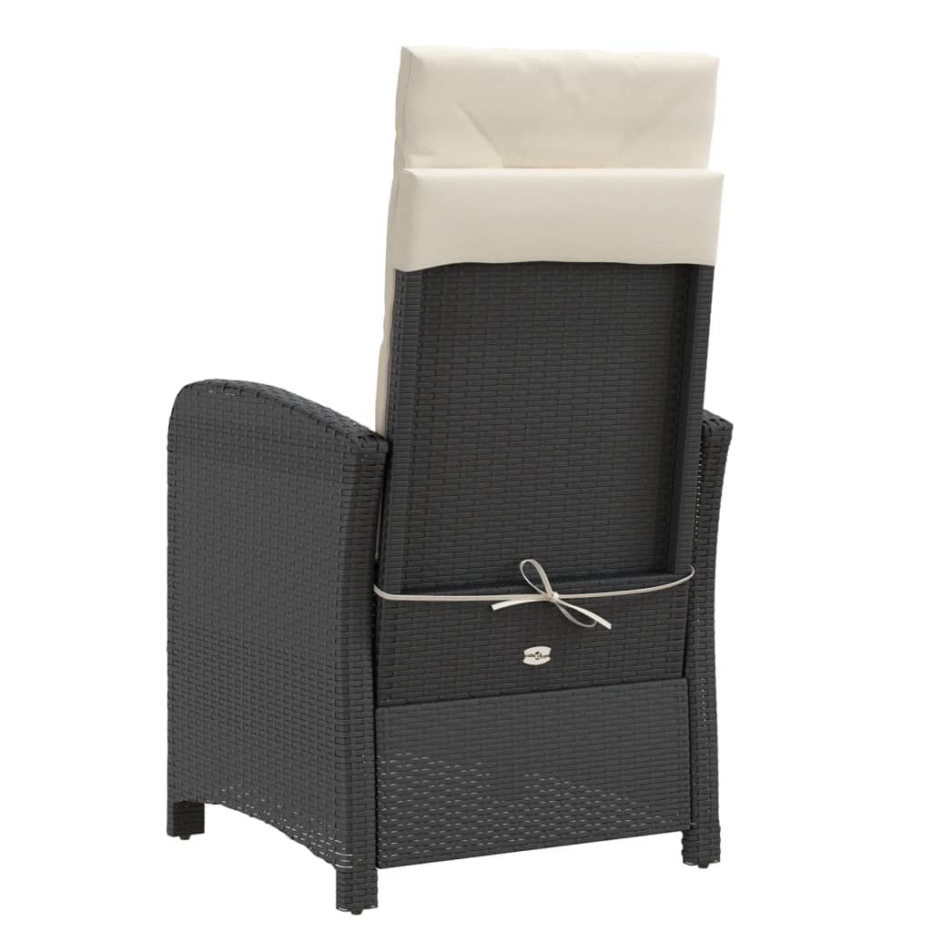 3-tlg. Bistro-Set mit Kissen Schwarz Poly Rattan