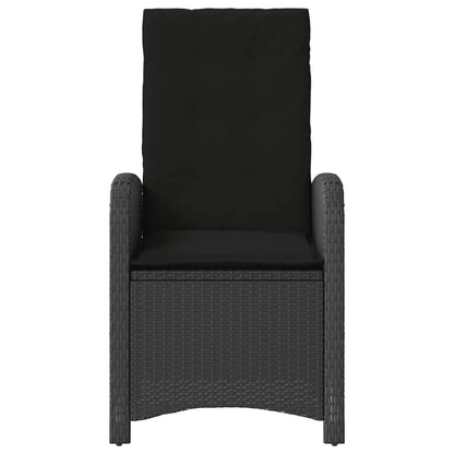 3-tlg. Bistro-Set mit Kissen Schwarz Poly Rattan