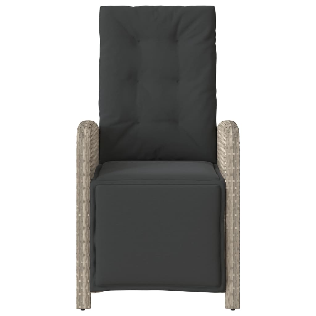 3-tlg. Bistro-Set mit Kissen Hellgrau Poly Rattan