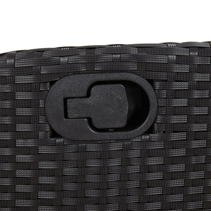 3-tlg. Bistro-Set mit Kissen Schwarz Poly Rattan