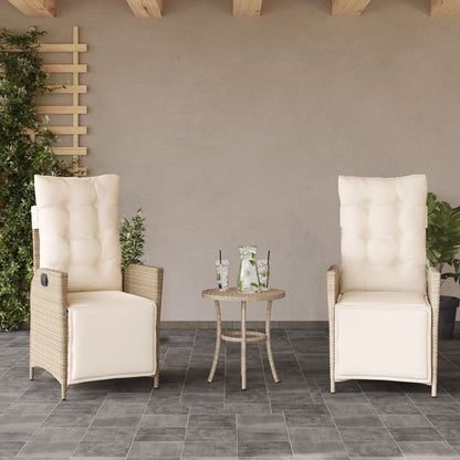 3-tlg. Bistro-Set mit Kissen Beige Poly Rattan