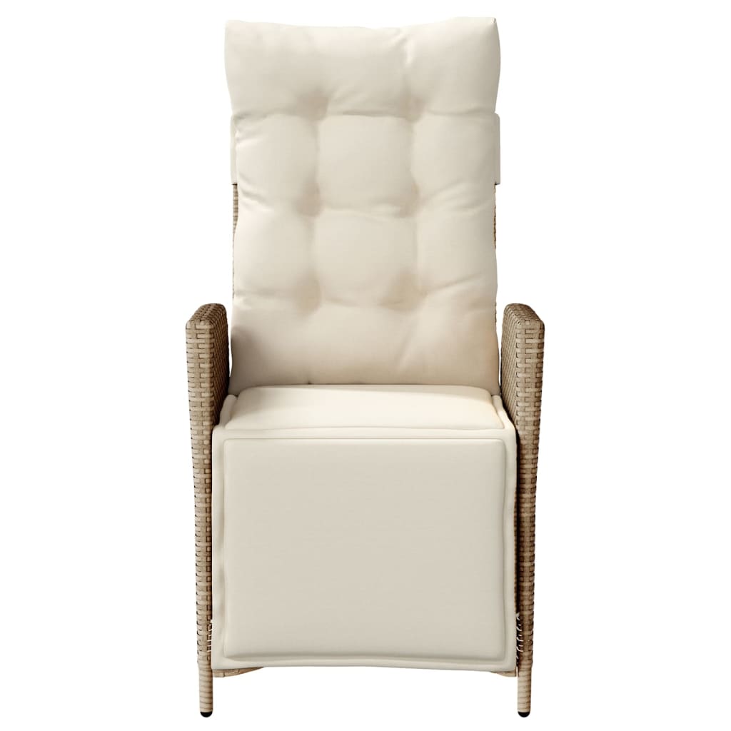 3-tlg. Bistro-Set mit Kissen Beige Poly Rattan