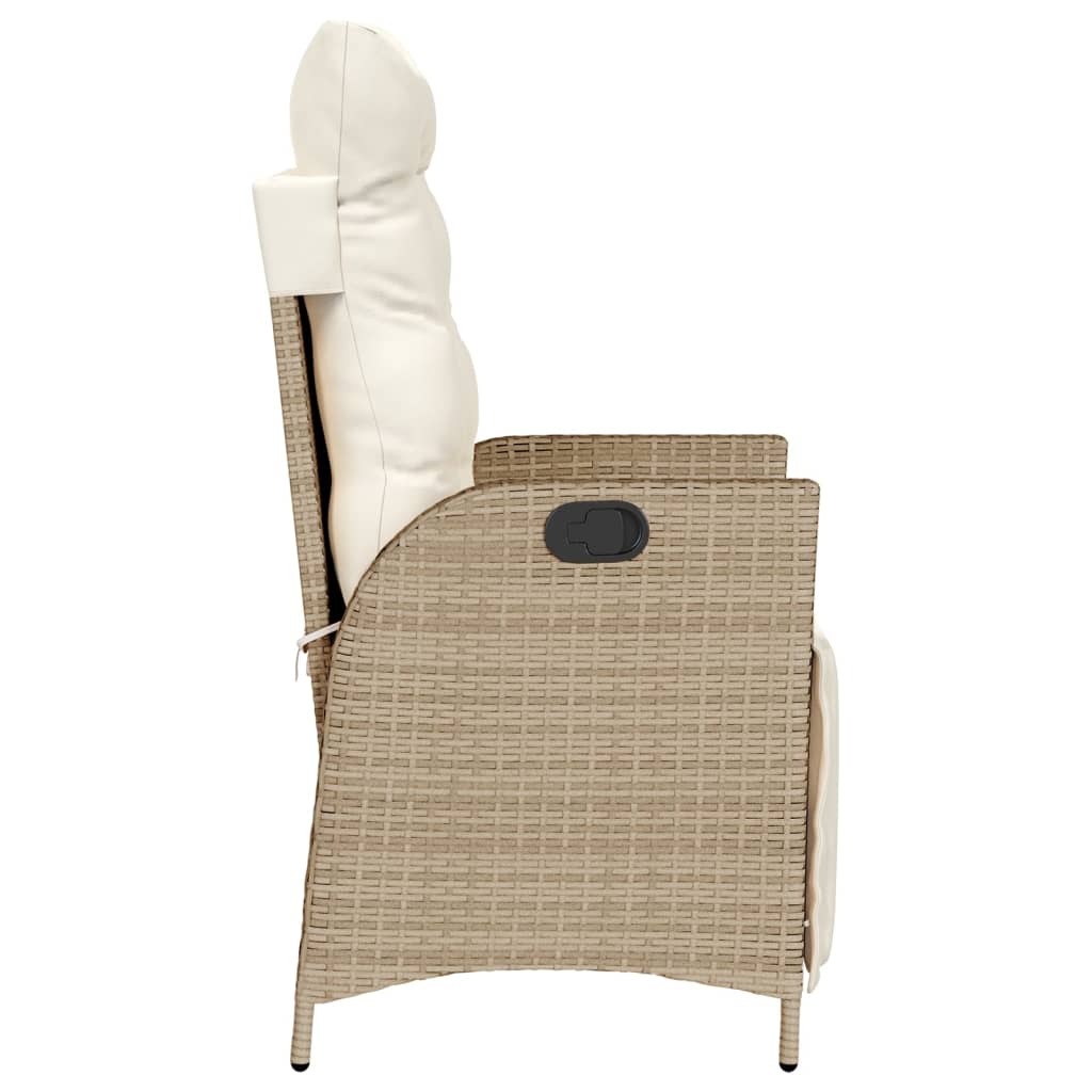 3-tlg. Bistro-Set mit Kissen Beige Poly Rattan