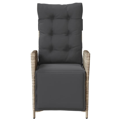 3-tlg. Bistro-Set mit Kissen Hellgrau Poly Rattan