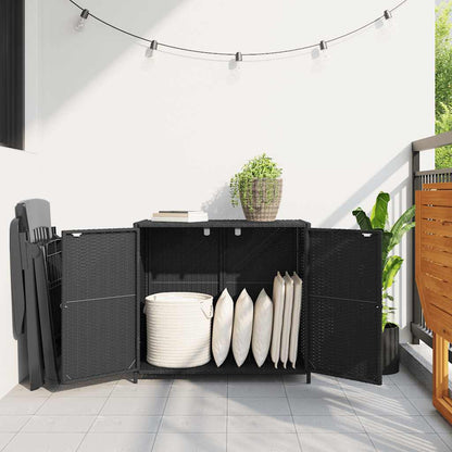 Gartenschrank Schwarz 83x45x76 cm Poly Rattan