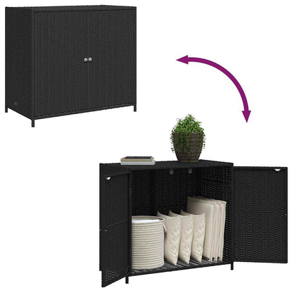 Gartenschrank Schwarz 83x45x76 cm Poly Rattan