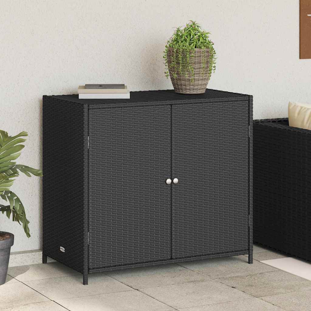 Gartenschrank Schwarz 83x45x76 cm Poly Rattan