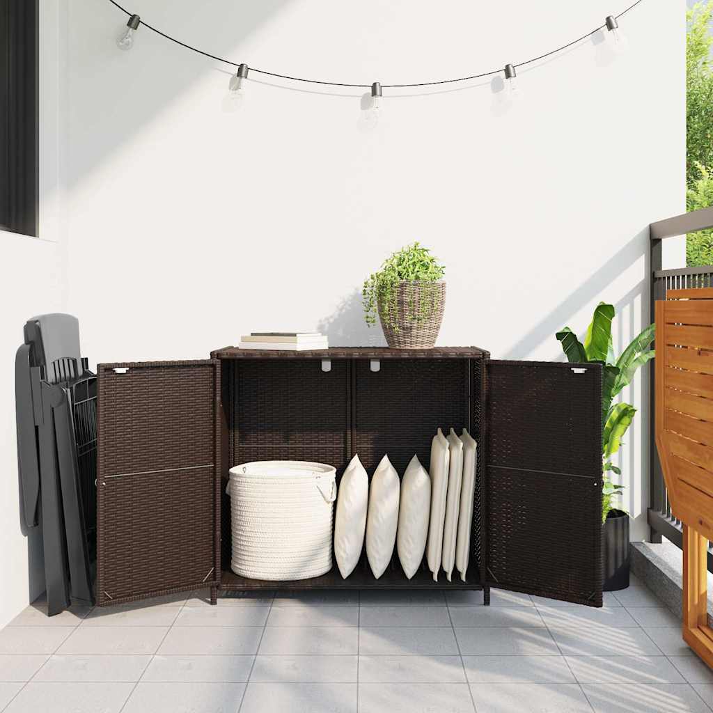 Gartenschrank Braun 83x45x76 cm Poly Rattan