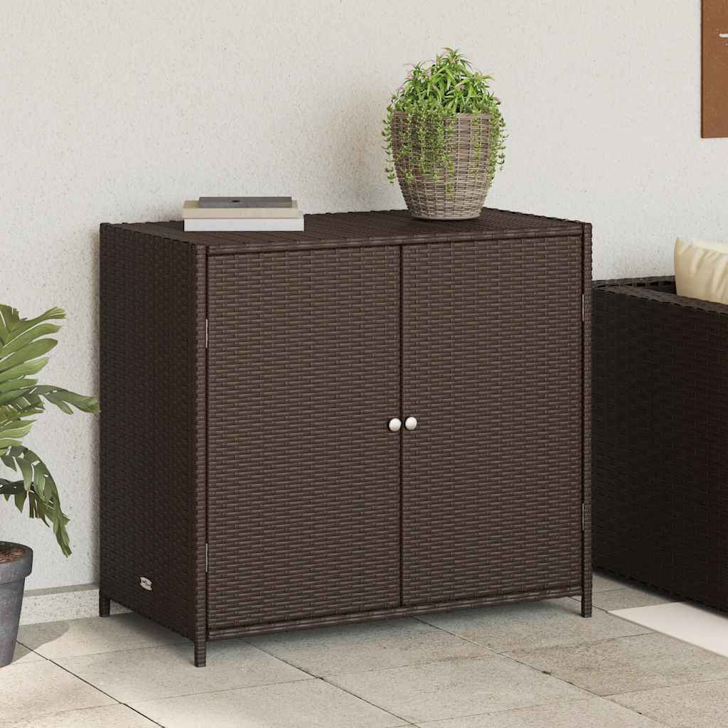 Gartenschrank Braun 83x45x76 cm Poly Rattan