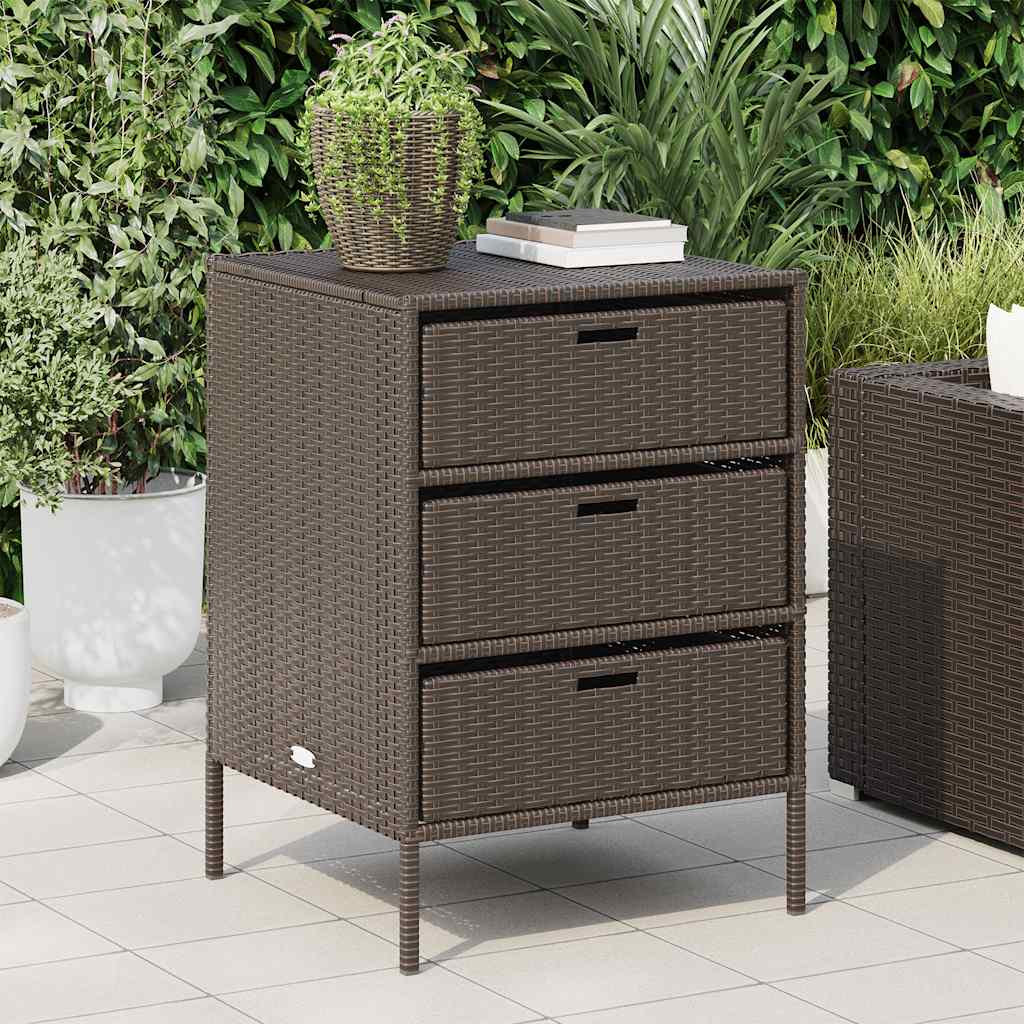 Gartenschrank Braun 55x59x80 cm Poly Rattan