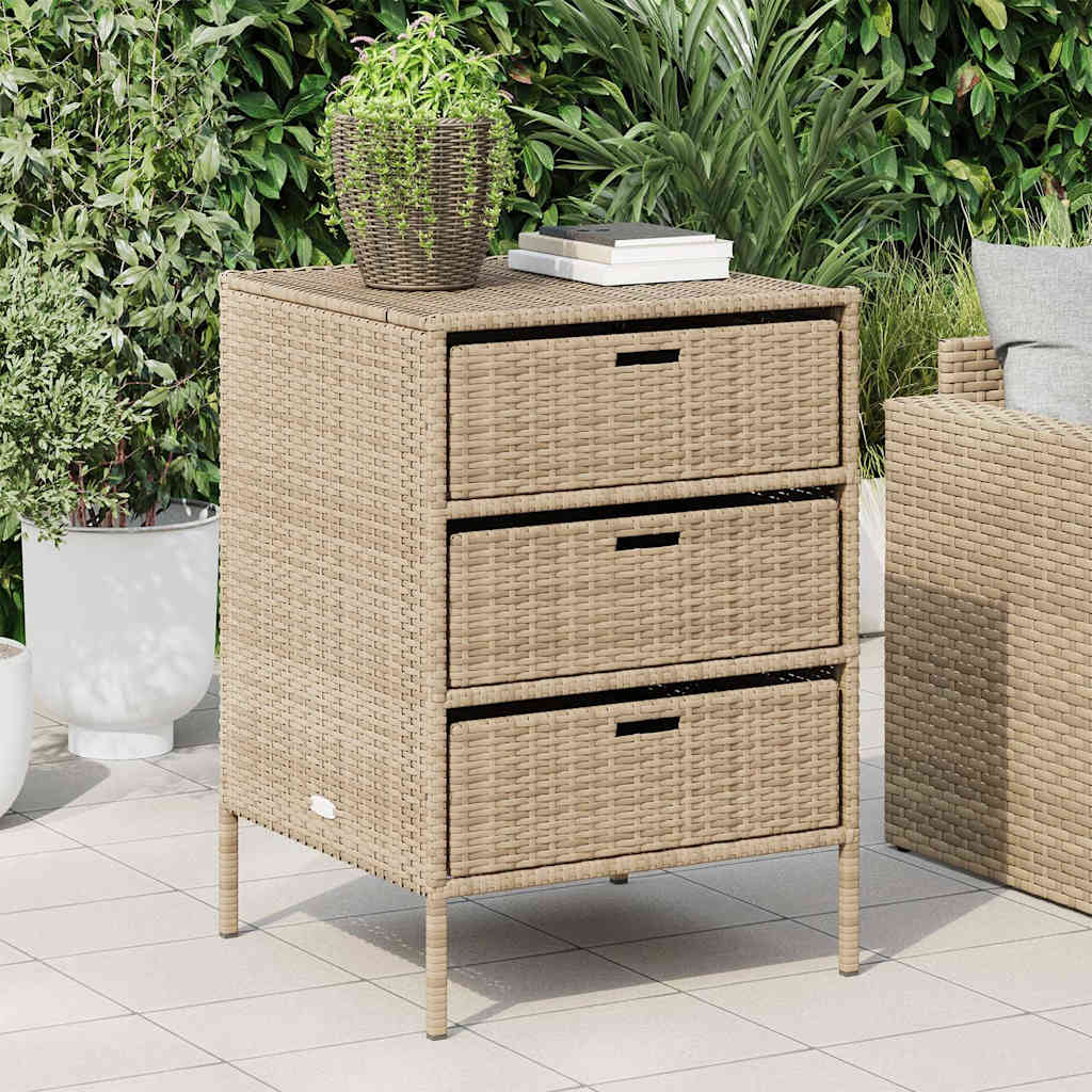 Gartenschrank Beige 55x59x80 cm Poly Rattan
