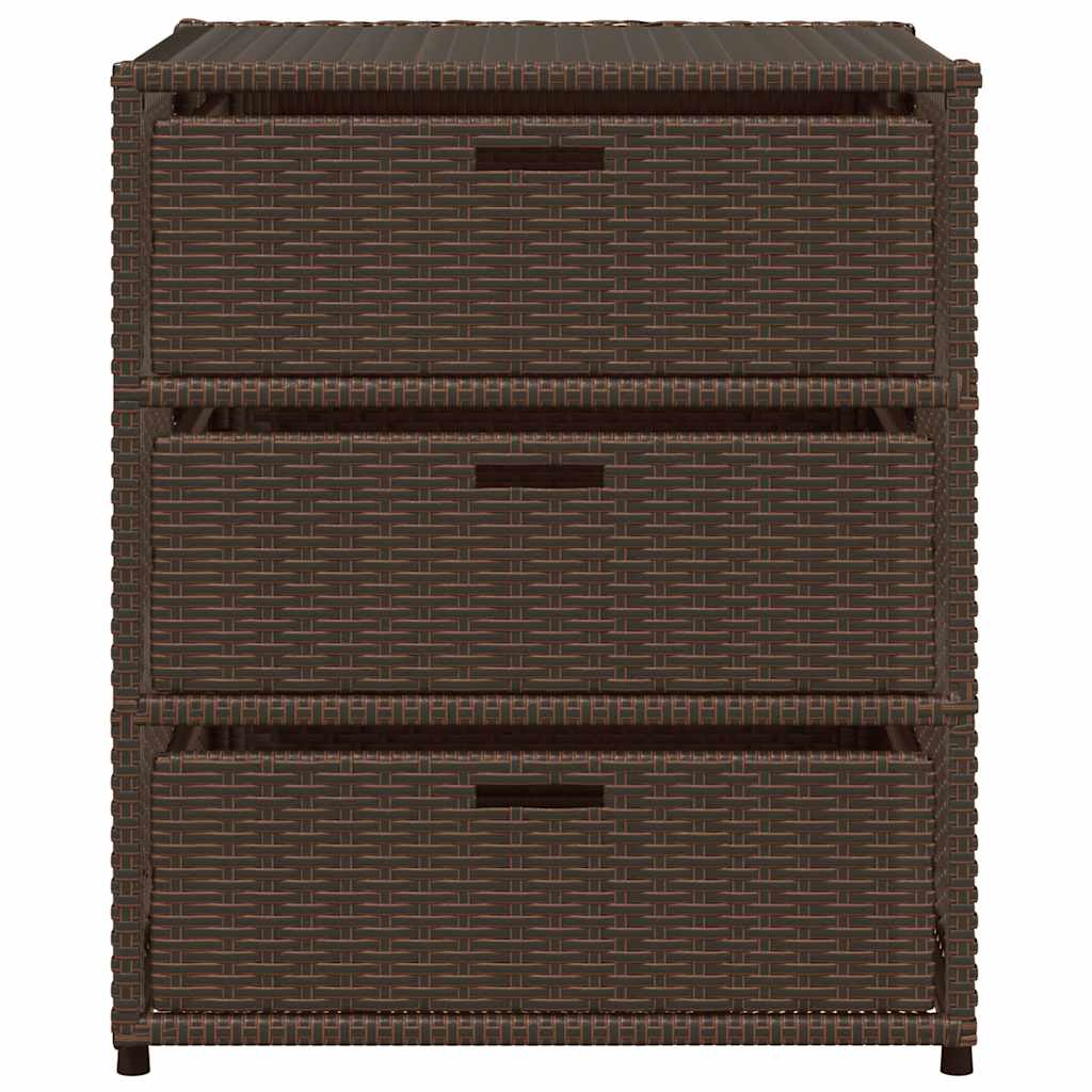 Gartenschrank Braun 55x59x69 cm Poly Rattan