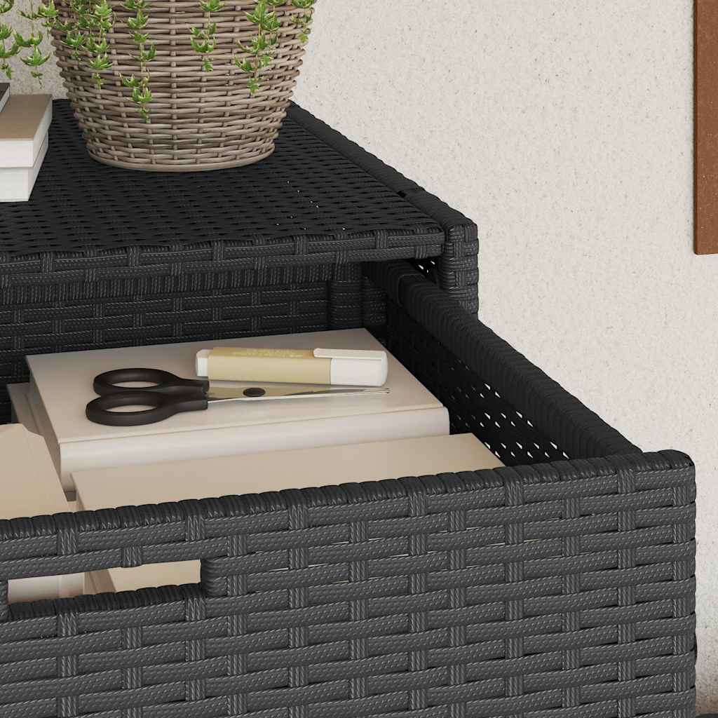 Gartenschrank Schwarz 55x55x111 cm Poly Rattan