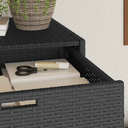 Gartenschrank Schwarz 55x55x111 cm Poly Rattan
