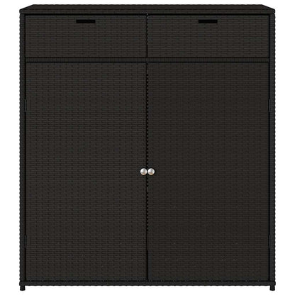 Gartenschrank Schwarz 105x55x113 cm Poly Rattan