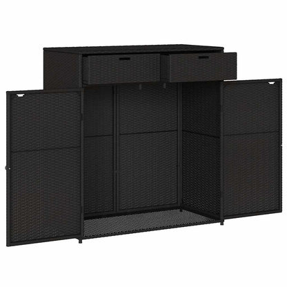 Gartenschrank Schwarz 105x55x113 cm Poly Rattan