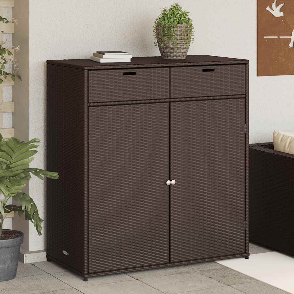 Gartenschrank Braun 105x55x113 cm Poly Rattan