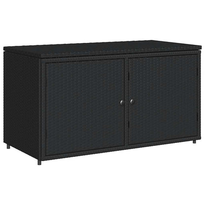 Gartenschrank Schwarz 110x55x60,5 cm Poly Rattan