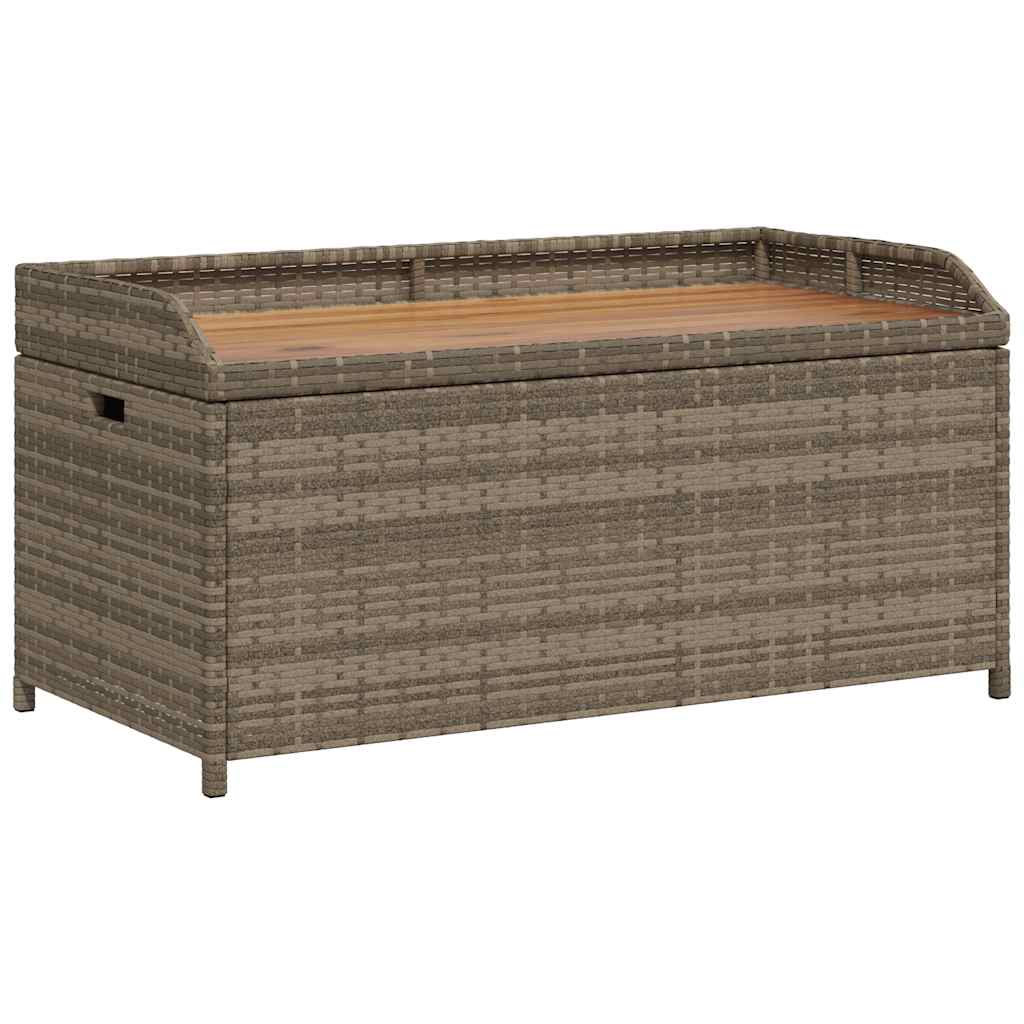 Bank mit Stauraum Grau 100x50x52 cm Poly Rattan Akazienholz