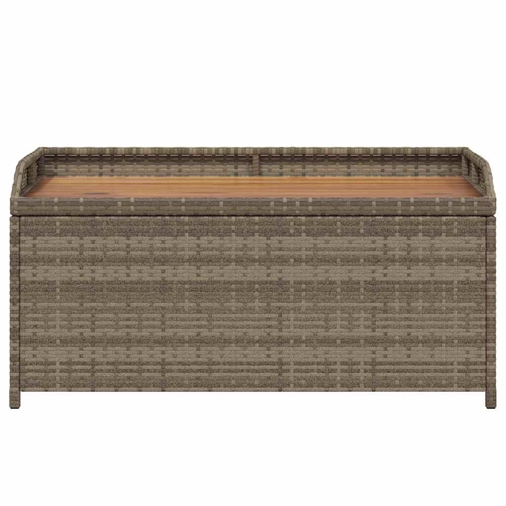Bank mit Stauraum Grau 100x50x52 cm Poly Rattan Akazienholz