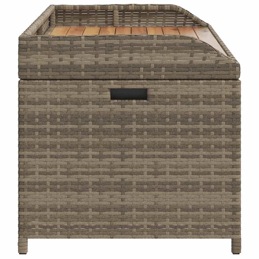 Bank mit Stauraum Grau 100x50x52 cm Poly Rattan Akazienholz