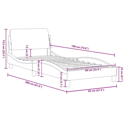 Bettgestell "Dover" Dunkelbraun 90x190 cm Stoff