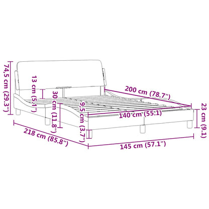 Bettgestell "Dover" Grau 140x200 cm Kunstleder