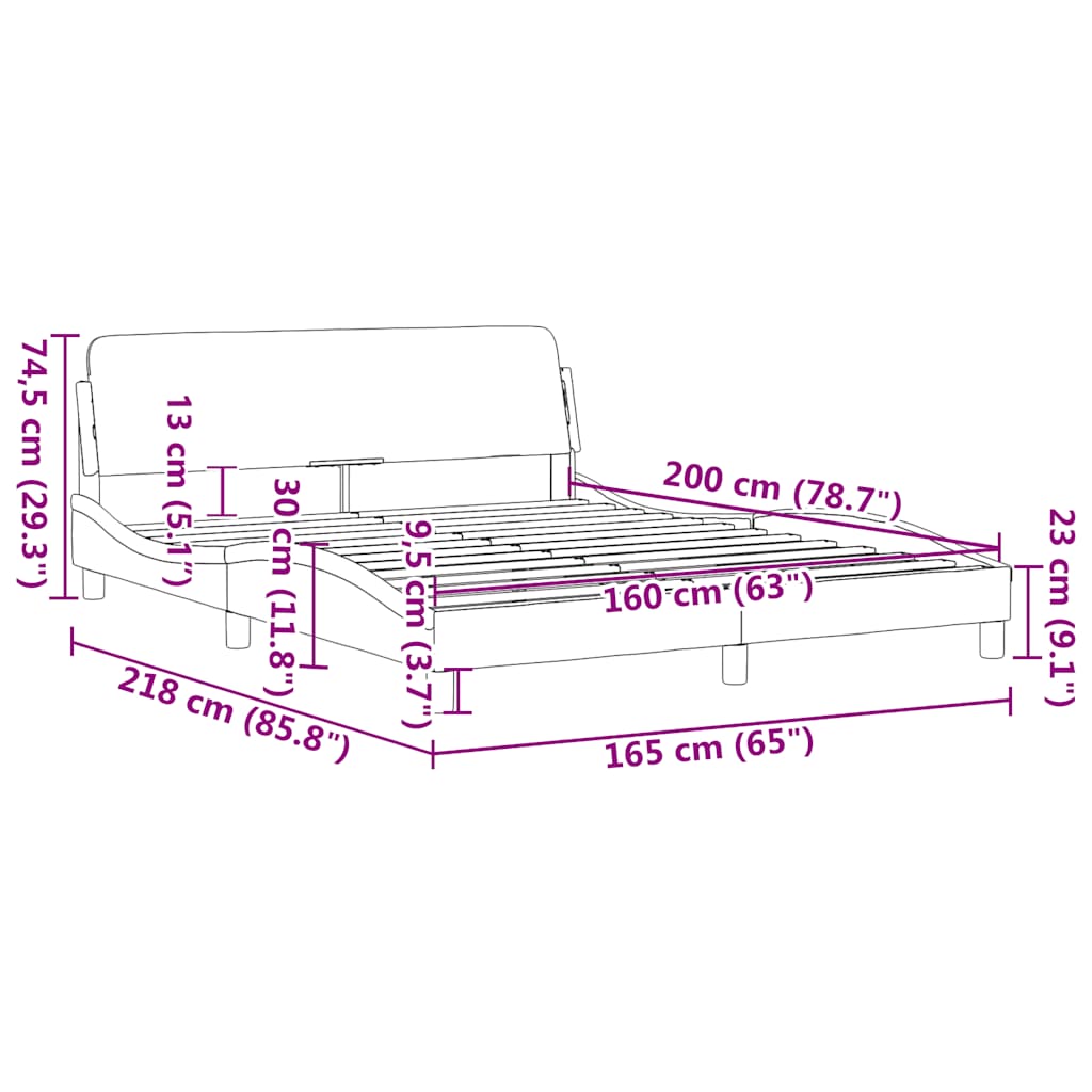 Bettgestell mit Kopfteil "Dover" Blau 160x200 cm Stoff