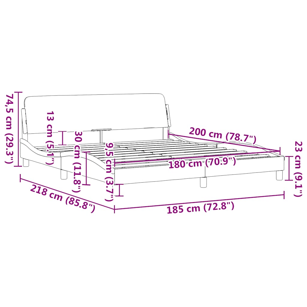 Bettgestell mit Kopfteil "Dover" Blau 180x200 cm Stoff