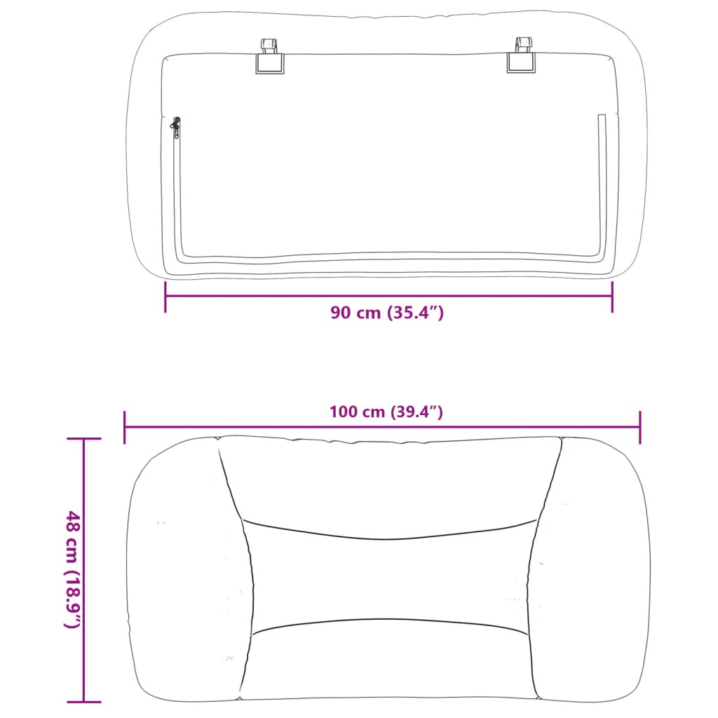 Kopfteil-Kissen "Hvar" Dunkelbraun 90 cm Stoff