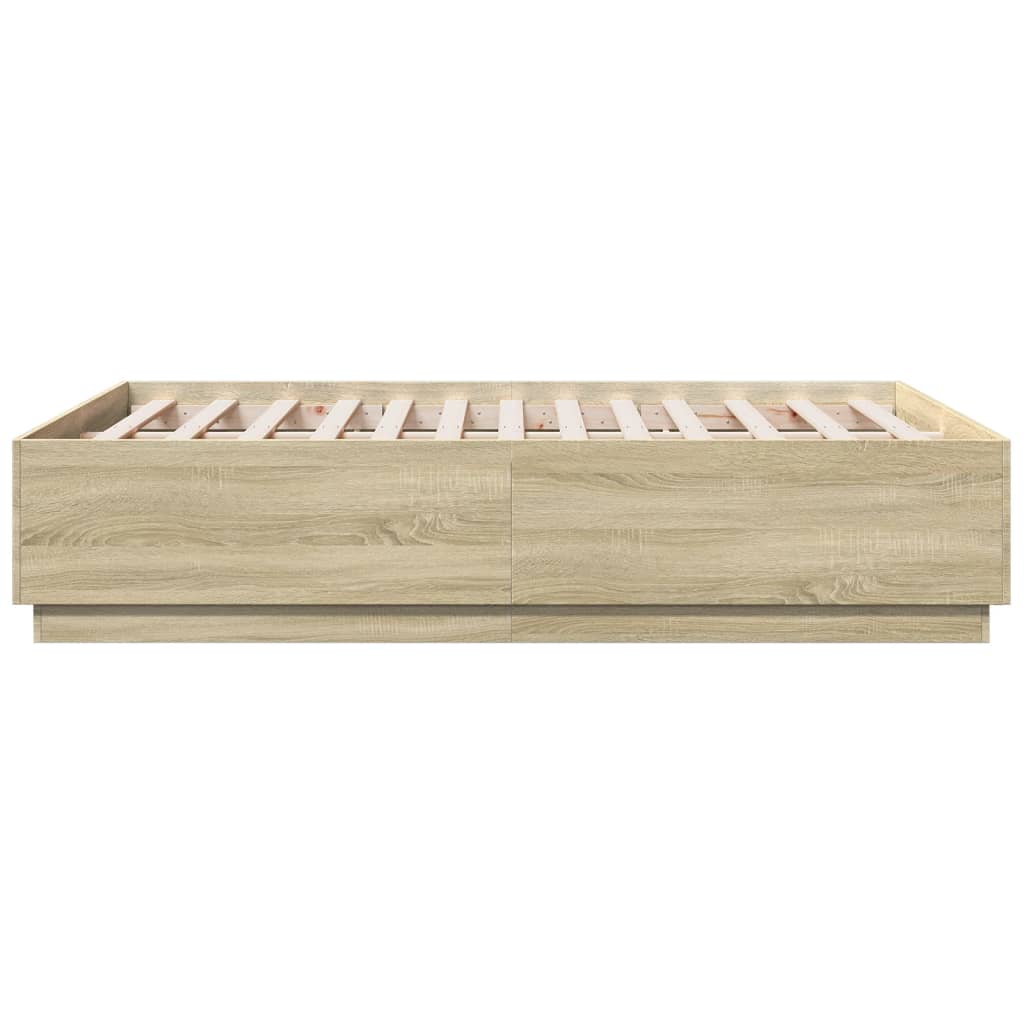 Bettgestell mit LED Sonoma-Eiche 140x190 cm Holzwerkstoff