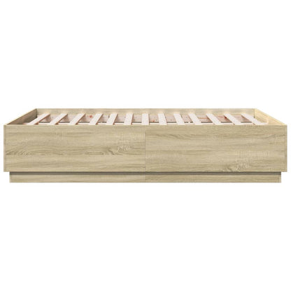 Bettgestell mit LED Sonoma-Eiche 140x190 cm Holzwerkstoff