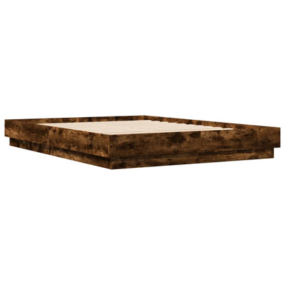 Bettgestell mit LED Räuchereiche 140x200 cm