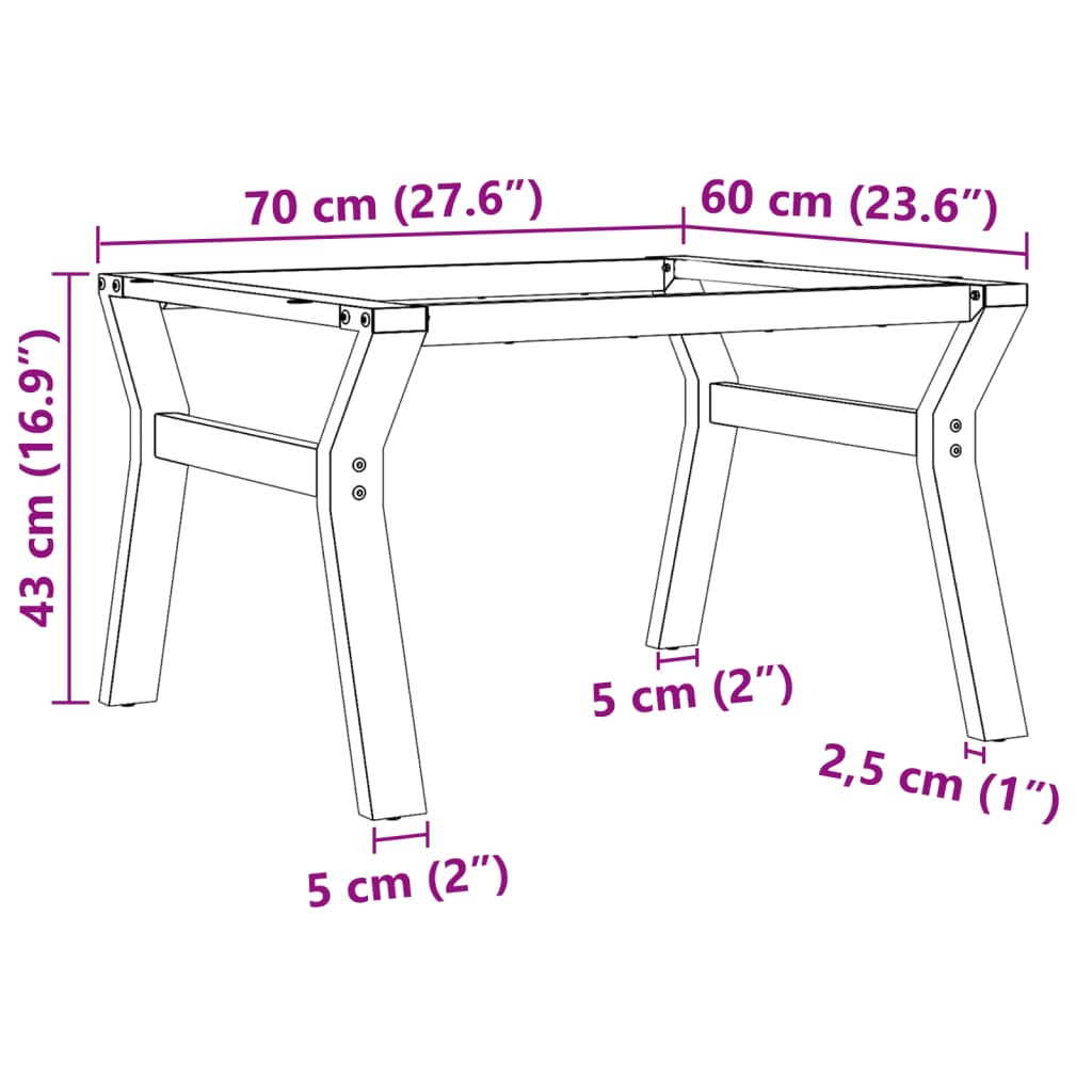 Couchtisch-Gestell in Y-Form 70x60x43 cm Stahl