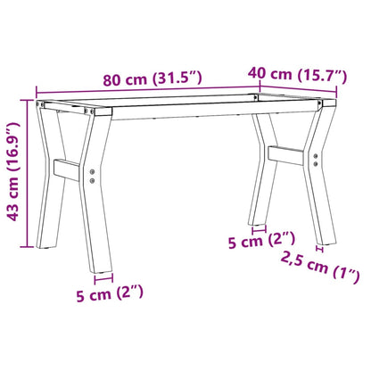 Couchtisch-Gestell in Y-Form 80x40x43 cm Stahl