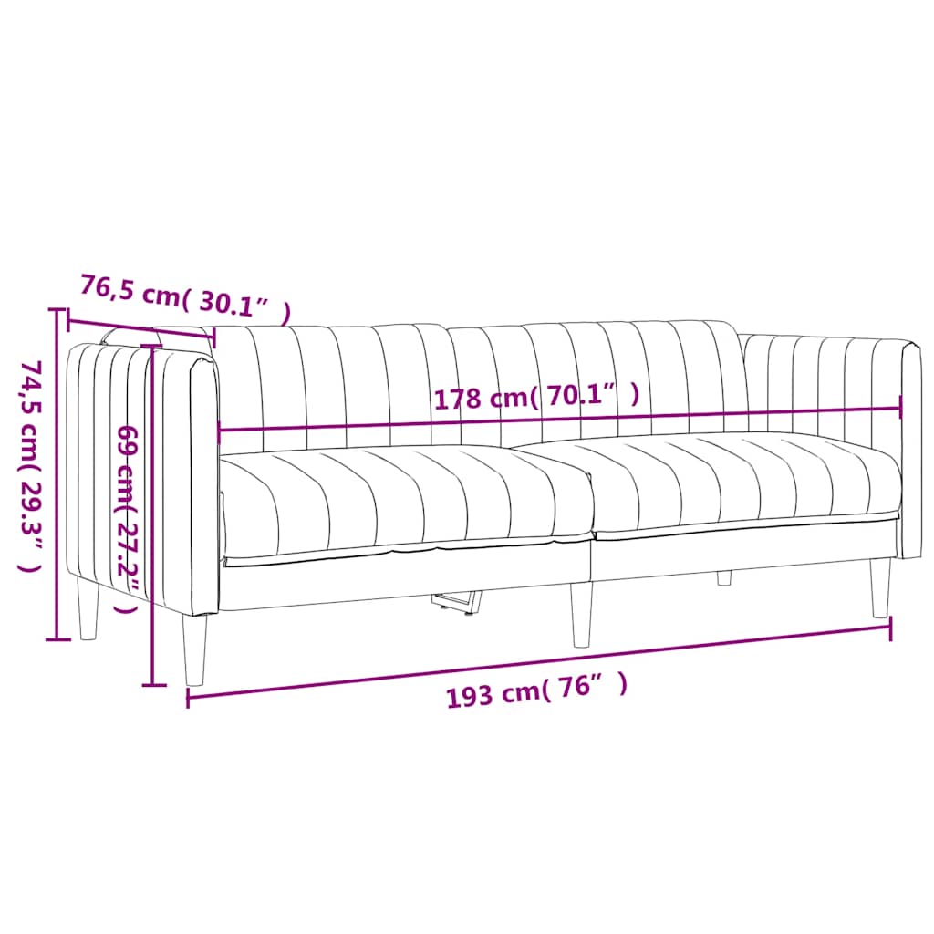 3-tlg. Sofagarnitur Braun Stoff
