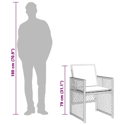 5-tlg. Garten-Essgruppe mit Kissen Beige Poly Rattan