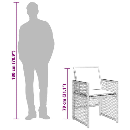 7-tlg. Garten-Essgruppe mit Kissen Schwarz Poly Rattan