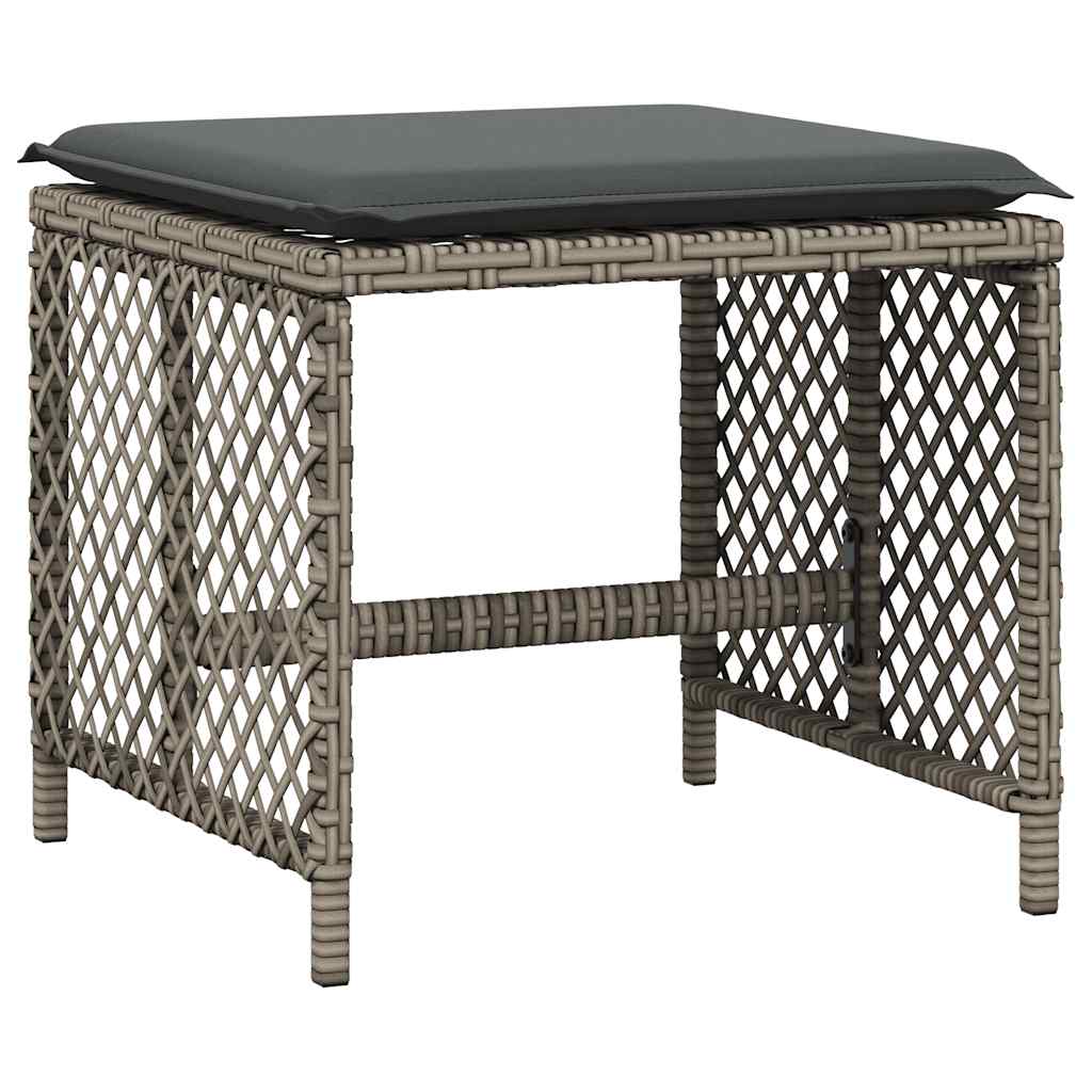 9-tlg. Garten-Essgruppe mit Kissen Grau Poly Rattan