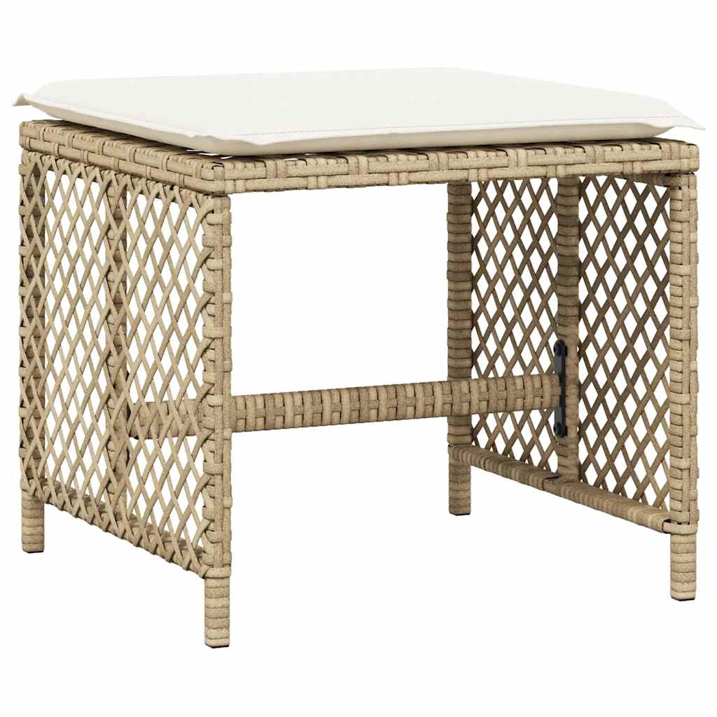 11-tlg. Garten-Essgruppe mit Kissen Beige Poly Rattan