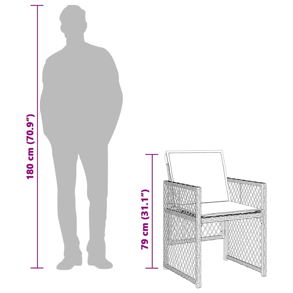 17-tlg. Garten-Essgruppe mit Kissen Hellgrau Poly Rattan