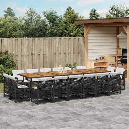 17-tlg. Garten-Essgruppe mit Kissen Schwarz Poly Rattan