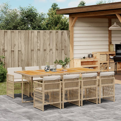 9-tlg. Garten-Essgruppe mit Kissen Beige Poly Rattan