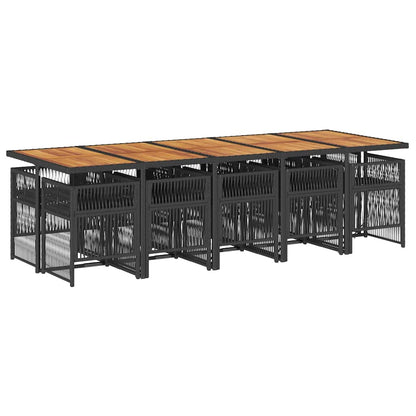 11-tlg. Garten-Essgruppe mit Kissen Schwarz Poly Rattan